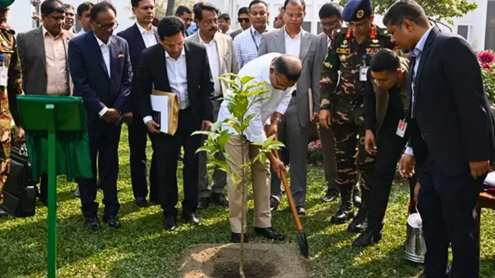 ফুলের চারা রোপণ দিয়ে তেজগাঁও কার্যালয়ে প্রধানমন্ত্রীর প্রথম কার্যদিবস শুরু